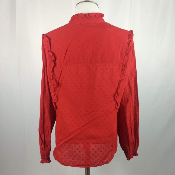 NWT H&M L.O.G.G Size 4 Red Blouse Top Shirt Tunic - Picture 6 of 12